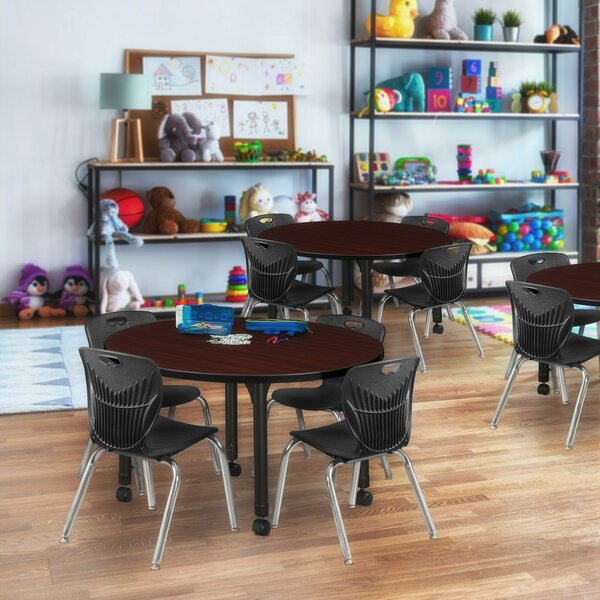 Regency Tables > Height Adjustable > Round Mobile Table & Chair Sets, 42 W X 42 L X 23-34 H, Mahogany TB42RNDMHAPCBK45BK